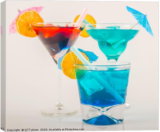 Colorful cocktail decorated with fruit, colorful u Canvas Print by Q77 photo