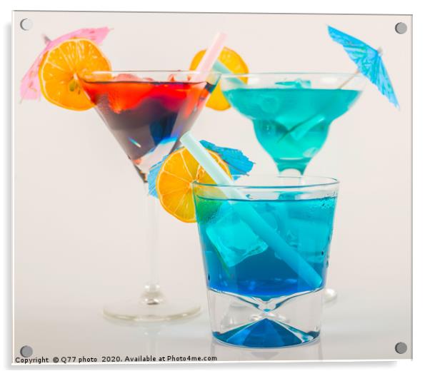 Colorful cocktail decorated with fruit, colorful u Acrylic by Q77 photo