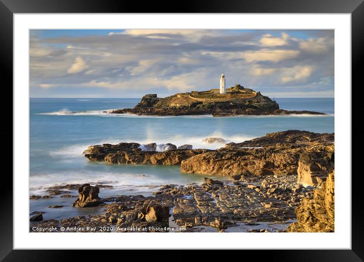 Godrevy at low tide Framed Mounted Print by Andrew Ray