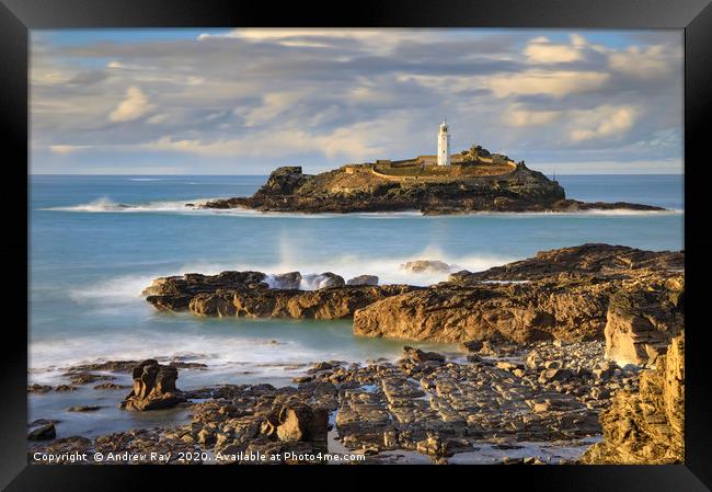 Godrevy at low tide Framed Print by Andrew Ray