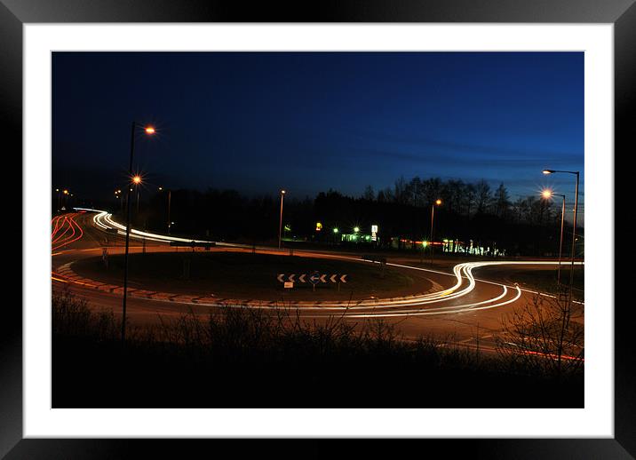 Roundabout Light Trails 2 Framed Mounted Print by Daniel Gray