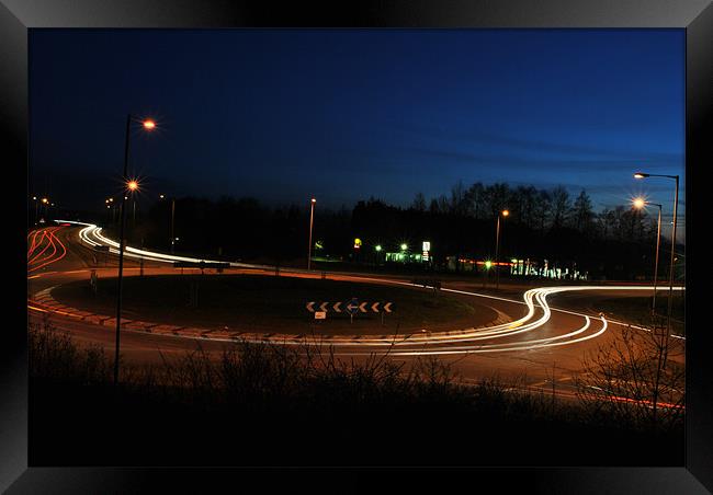 Roundabout Light Trails 2 Framed Print by Daniel Gray