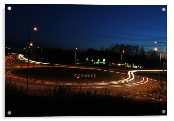 Roundabout Light Trails 2 Acrylic by Daniel Gray