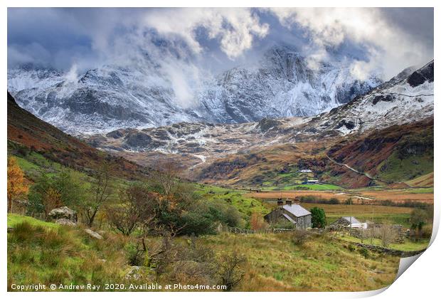 Farm in Nant Ffrancon Valley Print by Andrew Ray