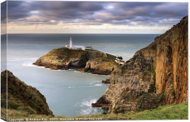 Late light at South Stack Canvas Print by Andrew Ray