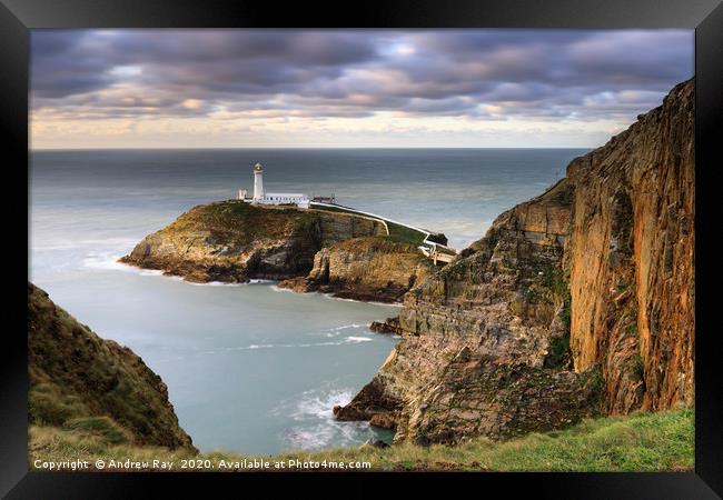 Late light at South Stack Framed Print by Andrew Ray