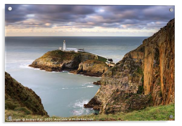 Late light at South Stack Acrylic by Andrew Ray