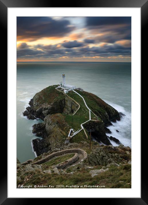 South Stack at sunset Framed Mounted Print by Andrew Ray