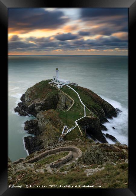 South Stack at sunset Framed Print by Andrew Ray