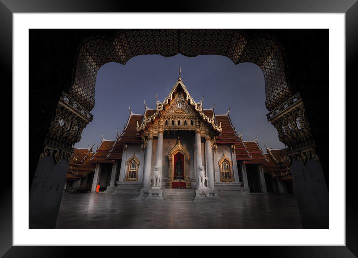 Marble Temple, Bangkok Thailand Framed Mounted Print by Rowan Edmonds
