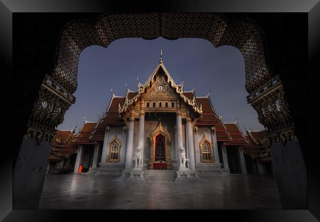 Marble Temple, Bangkok Thailand Framed Print by Rowan Edmonds