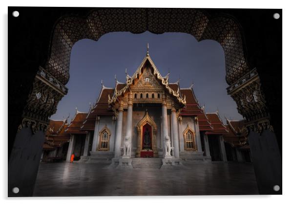 Marble Temple, Bangkok Thailand Acrylic by Rowan Edmonds