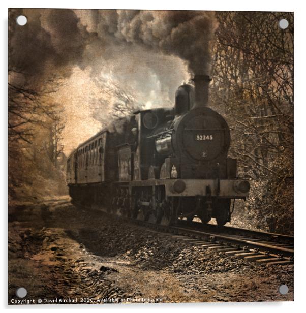 Vintage steam locomotive 52345 toned and textured Acrylic by David Birchall