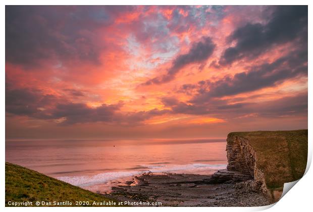 Sunset at Nash Point, Glamorgan Heritage Coast, Wa Print by Dan Santillo