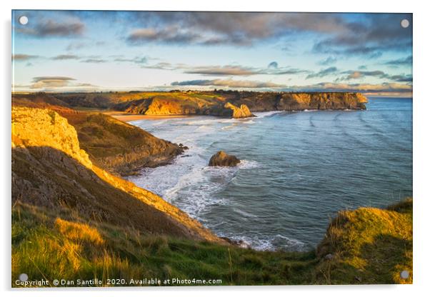 Three Cliffs Bay, Gower Acrylic by Dan Santillo