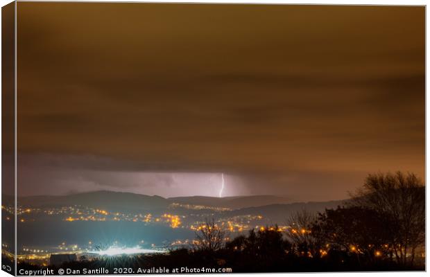 Lightning over Swansea Valley Canvas Print by Dan Santillo