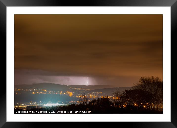Lightning over Swansea Valley Framed Mounted Print by Dan Santillo