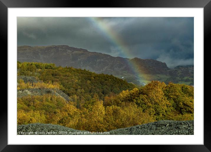 Rainbow Hodge Close Quarry Lake District Cumbria Framed Mounted Print by Nick Jenkins