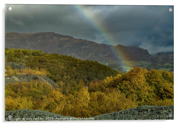 Rainbow Hodge Close Quarry Lake District Cumbria Acrylic by Nick Jenkins