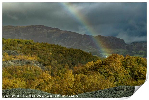 Rainbow Hodge Close Quarry Lake District Cumbria Print by Nick Jenkins