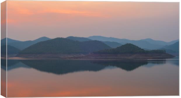 Mountain lake reflections Chiang Mai Thailand Canvas Print by Rowan Edmonds
