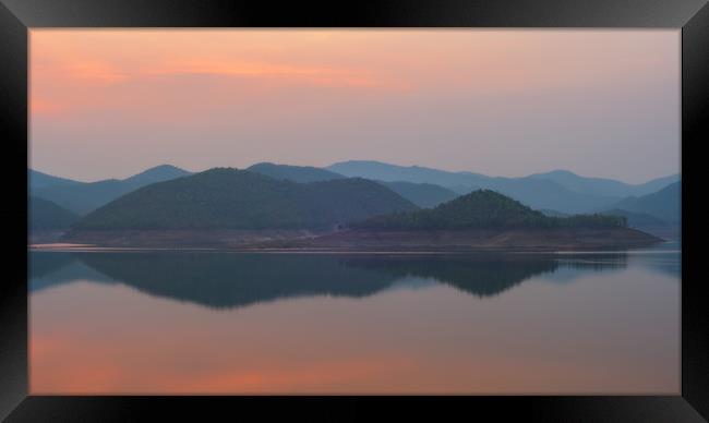 Mountain lake reflections Chiang Mai Thailand Framed Print by Rowan Edmonds