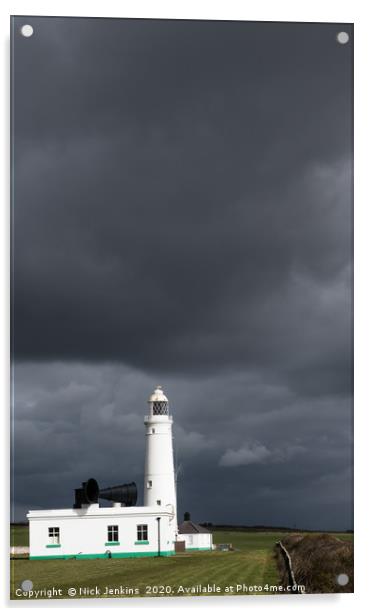 Dark sky behind Nash Point Lighthouse  Acrylic by Nick Jenkins