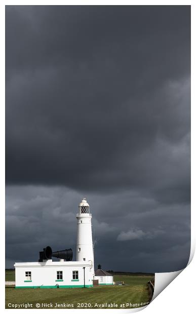 Dark sky behind Nash Point Lighthouse  Print by Nick Jenkins