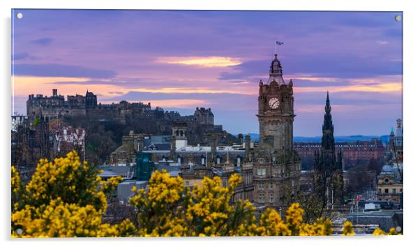 Edinburgh cityscape  Acrylic by Steven Lennie