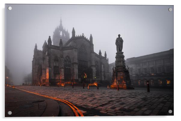 St Giles Cathedral mist Acrylic by Steven Lennie
