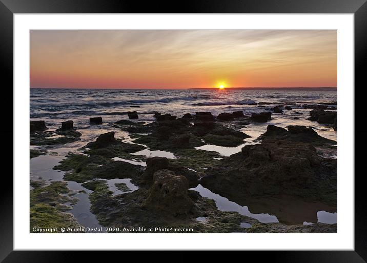 Summer beach sunset in Albufeira, Portugal Framed Mounted Print by Angelo DeVal