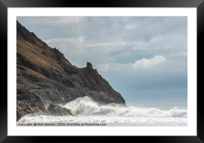 Windy Day at Pobbles Bay Gower South Wales  Framed Mounted Print by Nick Jenkins