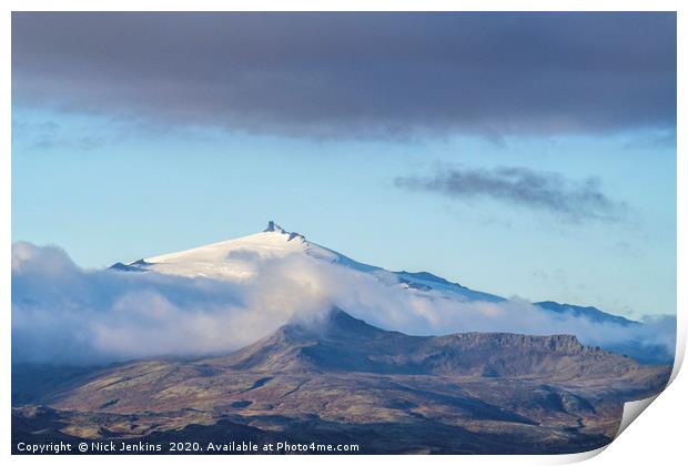 Snaefell Mountain on Snæfellsnes Peninsula Iceland Print by Nick Jenkins