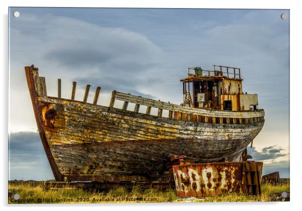 Abandoned Fishing Boat Akranes Iceland Acrylic by Nick Jenkins