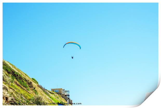 Paraglider flying in the sky, free time spent acti Print by Q77 photo