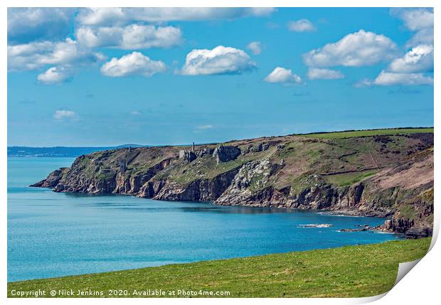 Trewavas Head and Tin Mining Remains Cornwall  Print by Nick Jenkins