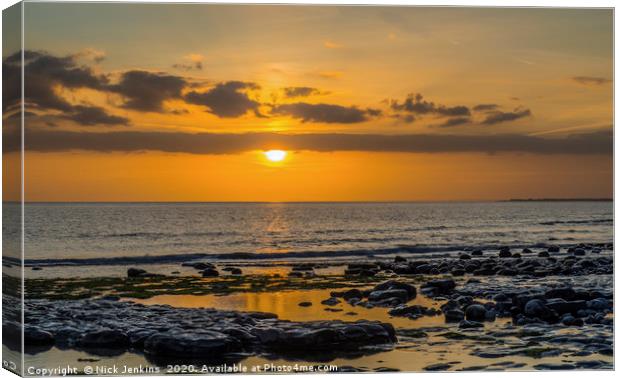 Sunset at Cwm Nash Beach Glamorgan Heritage Coast  Canvas Print by Nick Jenkins