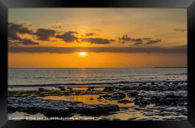 Sunset at Cwm Nash Beach Glamorgan Heritage Coast  Framed Print by Nick Jenkins