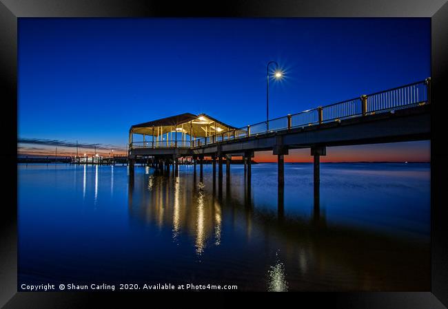 Redcliffe Pier Sunrise Framed Print by Shaun Carling