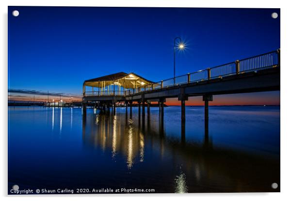 Redcliffe Pier Sunrise Acrylic by Shaun Carling