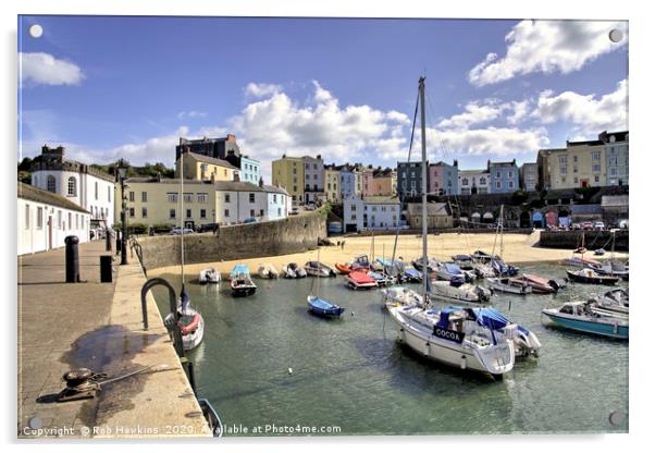 Tenby Harbour Beach Acrylic by Rob Hawkins