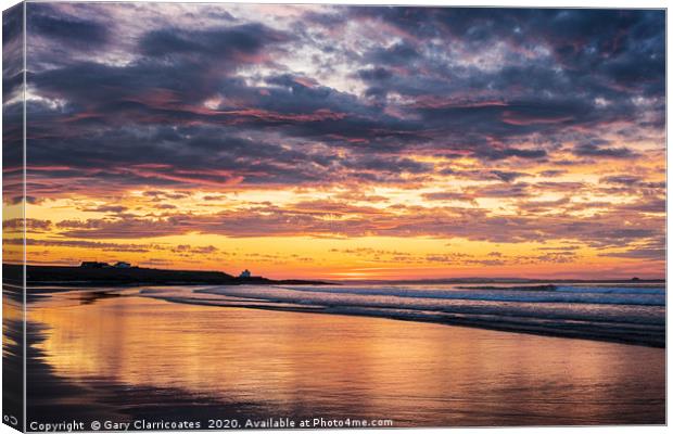 Sunset on the Beach Canvas Print by Gary Clarricoates