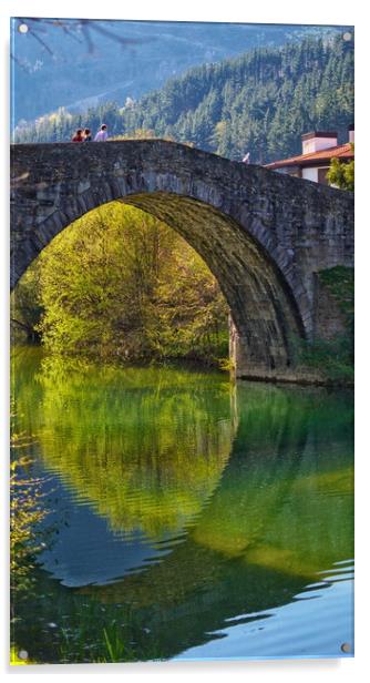 Medieval Bridge in Balmaseda Acrylic by Steven Lennie