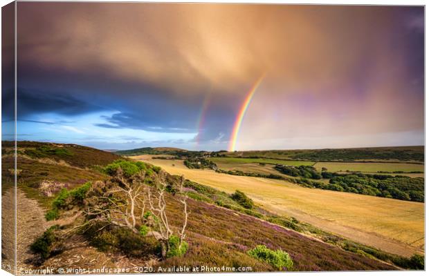 Headon Hill Rainbow Canvas Print by Wight Landscapes