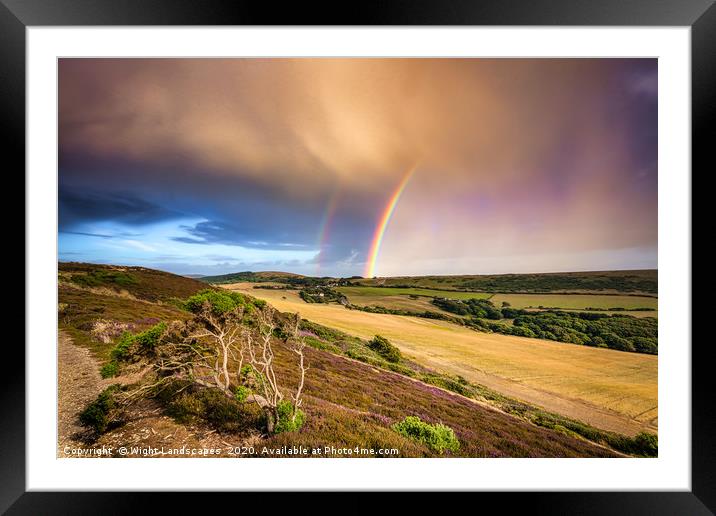 Headon Hill Rainbow Framed Mounted Print by Wight Landscapes