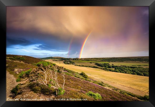 Headon Hill Rainbow Framed Print by Wight Landscapes