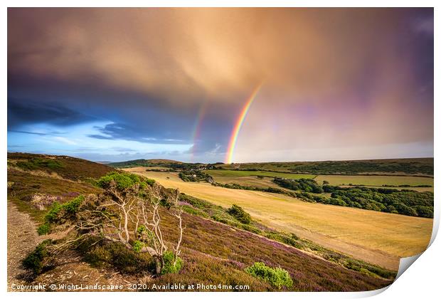 Headon Hill Rainbow Print by Wight Landscapes