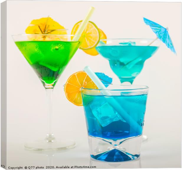 Colorful cocktail decorated with fruit, colorful u Canvas Print by Q77 photo