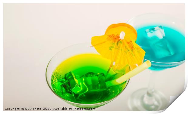 Colorful cocktail decorated with fruit, colorful u Print by Q77 photo