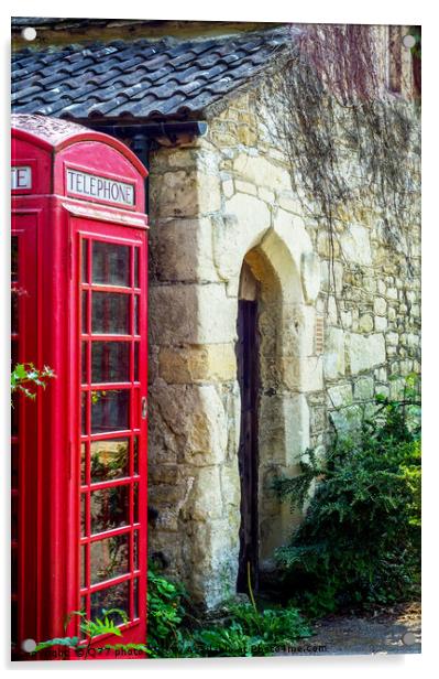 Red telephone booth, symbolic english red booth, e Acrylic by Q77 photo